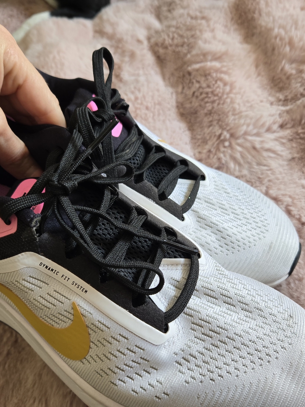 Nike Women’s White Running Shoes with Black and Yellow Accents